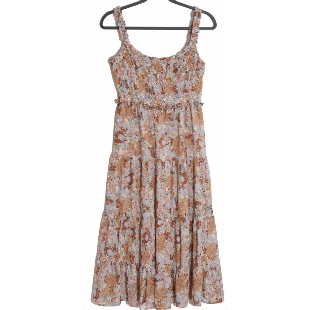 Astr the label women xl long maxi dress rust copper earthtone boho peasant tired